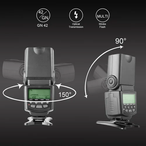 Vista 3 de Meike MK430N TTL Flash de cámara Speedlite con pantalla LCD compatible con cámaras Nikon D7100 D5300 D5200 D3500 D3100 D600 D800 D3200 D90 D80 D300