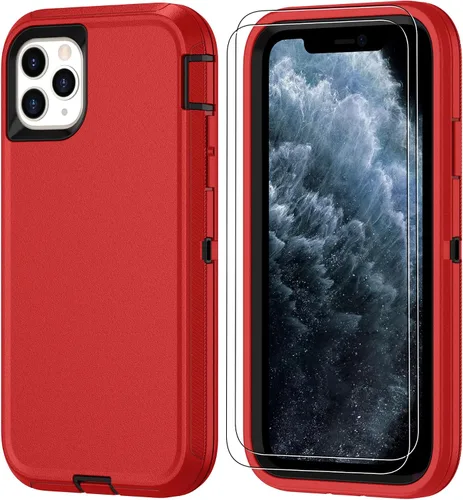 Vista 25 de Jshru para iPhone XR Funda con [2 Pack] Protector de Pantalla HD, [Grado Militar] 3-en-1 Resistente Protector de Cuerpo Completo a Prueba de Negro