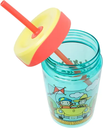 Vista 5 de Silver Buffalo Curious George Fun - Vaso a prueba de derrames con pajilla Jorge curioso