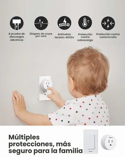 Vista 5 de Zoiinet Interruptor de enchufe inteligente, interruptor de tiempo para tomacorriente WiFi de 2.4G, compatible con Alexa, Google Home, Smart Life