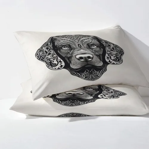 Vista 3 de Labrador Sábanas tamaño individual, sábanas para perro, sábanas y fundas de almohada estampadas de 3 piezas, sábana bajera ajustable de microfibra