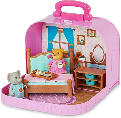 Vista 4 de Li'l Woodzee z - Juego de casa de muñecas portátil para dormitorio con 2