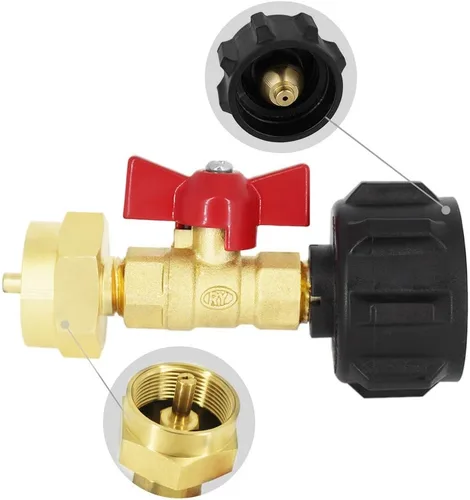 Vista 2 de MENSI Nuevo QCC1 Adaptador de recarga de propano para tanque de botella de propano de 1 libra de cilindro de 20 ~ 40 libras con válvula de control