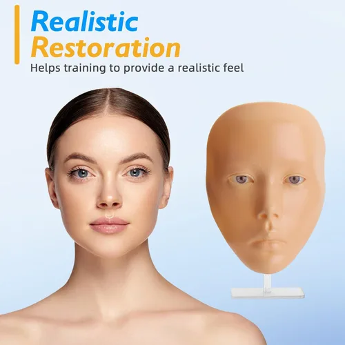 Vista 4 de Tabla facial 5D de práctica de maquillaje de silicona, reutilizable para principiantes para practicar maquillaje de ojos, ojos de silicona, falsos