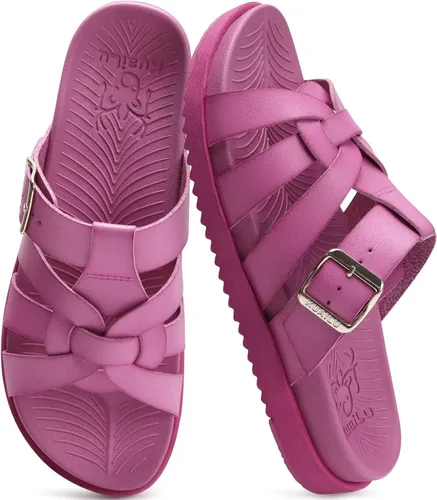 Vista 12 de KuaiLu Sandalias de gladiador para mujer con cómodo soporte de arco para verano, playa, vacaciones, caminar, viajes, pescador, toboganes, trajes