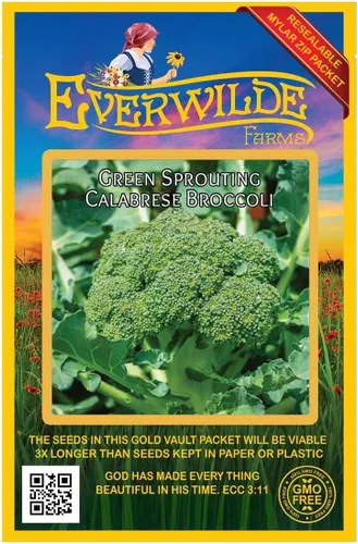 Vista 4 de Everwilde Farms - Semillas de brócoli Calabrese de brotes verdes de 1 onza - Gold Vault