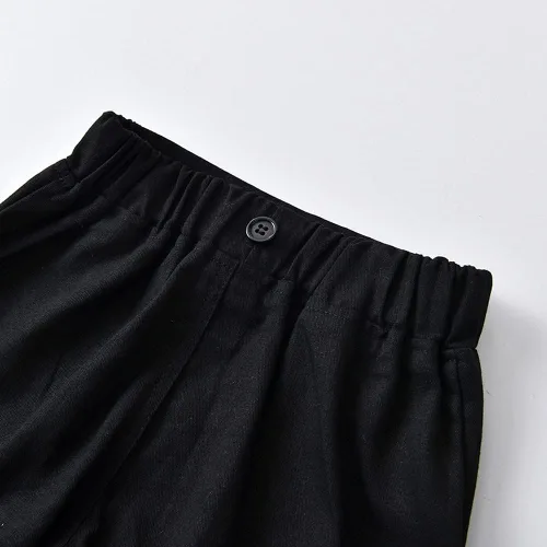 Vista 4 de IBTOM CASTLE Camisa con pajarita para bebés y niños, pantalones con tirantes, trajes de caballero para boda, bautismo, cumpleaños, esmoquin formal