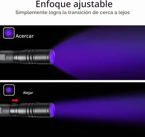 Vista 2 de Linterna UV 395nm Zoomable Batería de luz negra recargable 1 linterna ultravioleta recargable