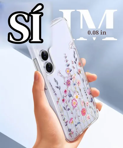 Vista 6 de GVIEWIN Funda para Samsung Galaxy S25, transparente, delgada, no 1-Floratopia/Colorido