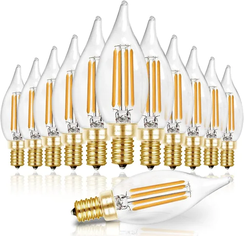 Vista 16 de Hizashi Bombilla de candelabro E12 de 40 W, bombillas LED de candelabro regulables CRI 90+, 4 W, 450 lm, 5000 K, luz blanca diurna, punta de llama