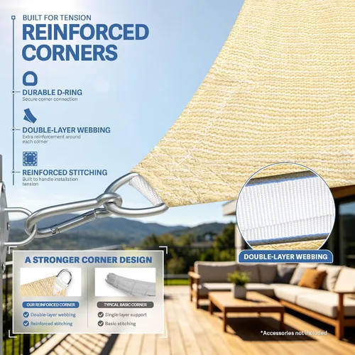 Vista 4 de E&K Sunrise - Toldo parasol rectangular de 14 x 18 pies, bloquea los rayos UV, para pérgola, patio, jardín al aire libre (beige)