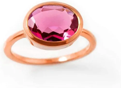 Vista 72 de Oval Birthstone Ring Bezel Set in Vermeil Gold, Sterling Silver, or Rose Gold, Stacking Birthstone Ring [rOMB]
