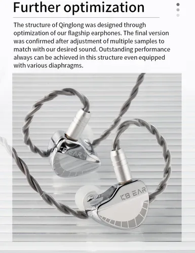 Vista 5 de KBEAR Qinglong - Auriculares intrauditivos con cable sin micrófono, poliuretano + PEEK de doble capa de diafragma compuesto en el oído, auriculares