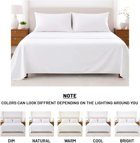 Vista 6 de SGI bedding Sábanas 100% algodón egipcio tamaño individual – Sábanas refrescantes, ropa de cama blanca suave y transpirable, ropa de cama de lujo