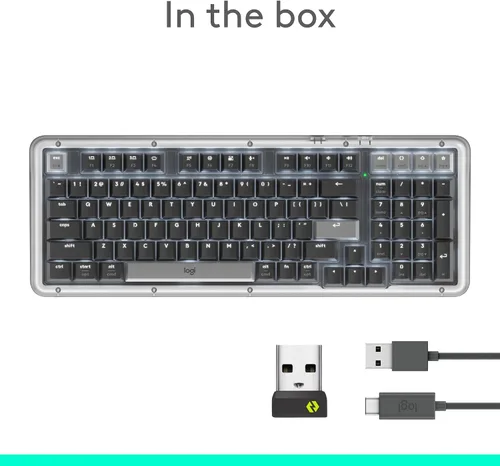 Vista 8 de Logitech Alto Keys K98M - Teclado mecánico inalámbrico, teclado personalizable con junta de absorción de vibraciones, teclas retroiluminadas, Grafito