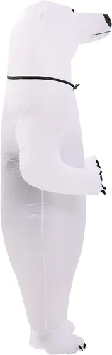 Vista 6 de IRETG Disfraz de oso polar para adultos disfraz inflable de oso blanco inflado vestido de lujo divertido oso de mar traje de fiesta Navidad
