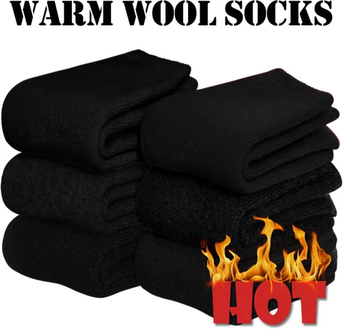 Vista 6 de MQELONG Calcetines de lana para niños y niñas, de invierno, de lana cálida, para senderismo, botas gruesas, calcetines acogedores, 6 pares