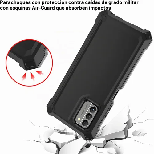 Vista 4 de Ailiber - Carcasa para Nokia G310, doble capa, protector de pantalla, color negro Air-Guard Corners, Shockproof Flexible TPU Bumper, Slim Hard