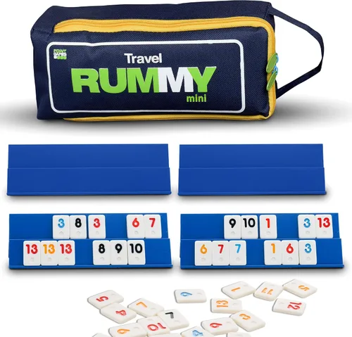 Vista 9 de Point Games Juego clásico de Rummy Cube de tamaño completo, con estantes plegables de 3 niveles y azulejos, en una bolsa de viaje de lona súper