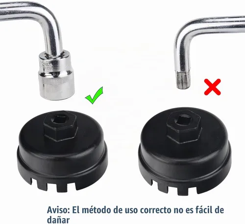 Vista 6 de 3mirrors herramienta de llave de tapa de filtro de aceite de aluminio de 64 mm compatible con Toyota Lexus Camry Corolla Highlander RAV4
