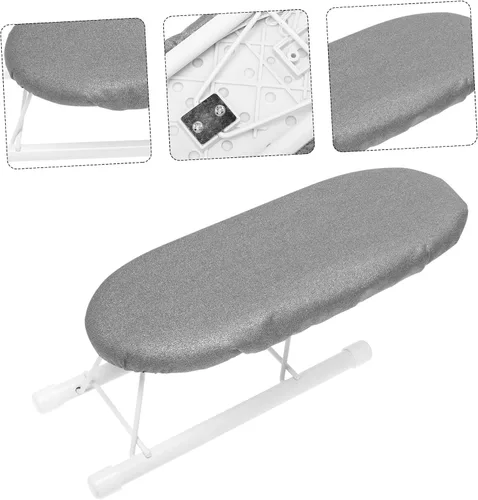 Vista 9 de Mini Ironing Board with Heat-Resistant Protection Mat and Folding Steel Frame Compact Household Ironing Sleeve Rack for Collars Travel Dorm and Home