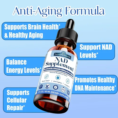 Vista 3 de Suplementos NAD para mujeres y hombres, liposomal NAD nicotinamida ribósido resveratrol 900 mg con resveratrol, quercetina, colágeno, niacina, apoyo