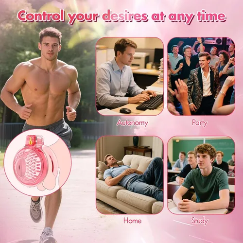Vista 6 de Jaula de castidad masculina, jaula de pene suave y ligera con 6 tamaños de anillos, cómodo dispositivo de castidad para hombres, perfecto para uso a