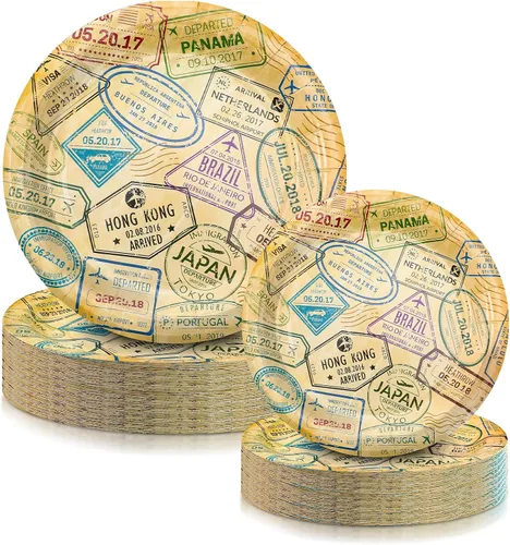 Vista 8 de Yungyan 50 platos temáticos de los años 50 de 9 y 7 pulgadas, platos de postre desechables de los años 50, vajilla de papel de calcetín hop, vajilla
