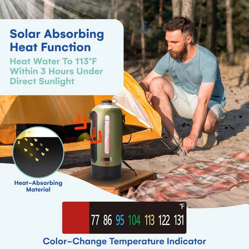 Vista 2 de HappyPo Ducha de camping - Bomba de ducha solar portátil para acampar