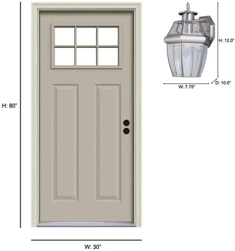 Vista 2 de Generation Lighting 8038-965 Lancaster Traditional One - Farol de pared para exteriores, acabado de níquel cepillado antiguo, 1 luz, listado cETL
