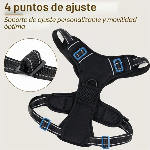 Vista 4 de Arnés para perro sin tirones, chaleco ajustable reflectante con clip frontal para mascotas con asa de fácil control para perros medianos y grandes