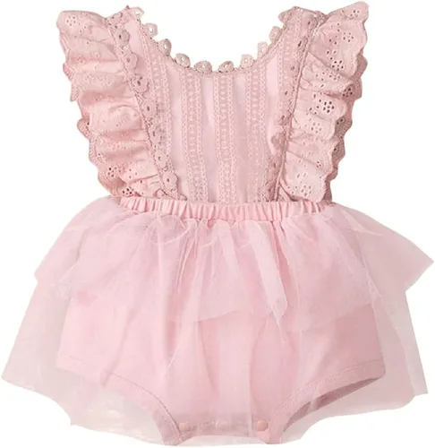 Vista 26 de IDOPIP Conjunto de ropa de 1er cumpleaños para niñas con estampado floral, estilo bohemio, con encaje, tutú y diadema de princesa