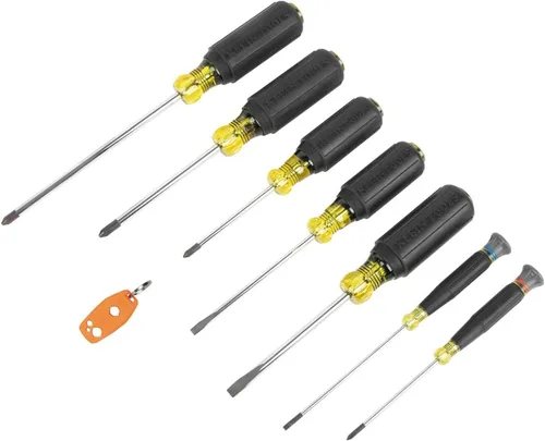 Vista 12 de Klein Tools 85808 - Juego de 8 piezas de destornilladores, fabricado en EE. UU., puntas mecanizadas de precisión, (4) Phillips, (3) ranuradas
