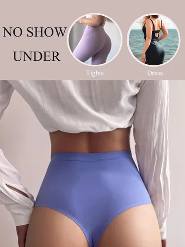 Vista 3 de Bolivelan High Waist Thongs Seamless Stretch Comfortable Cool Panties