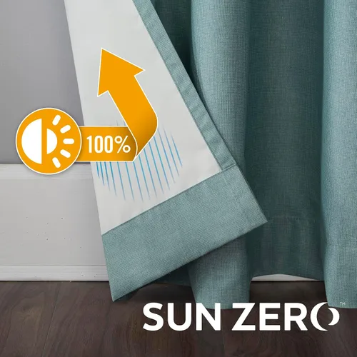 Vista 5 de Sun Zero Columbia - Paquete de 2 paneles de cortinas térmicas con ojales, par, 100 % opacas, ahorro de energía, 50 x 84 pulgadas, azul brumoso Azul
