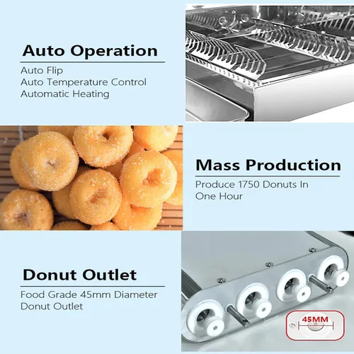 Vista 4 de Kolice 4 filas comerciales que hacen la máquina de donas/fabricante de donas/freír Donut Makchine/máquina para hacer rosquillas/Máquina