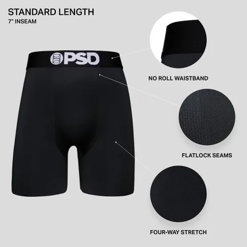 Vista 5 de PSD Calzoncillos tipo bóxer básicos sólidos para hombre, ropa interior transpirable y de apoyo con tela que absorbe la humedad