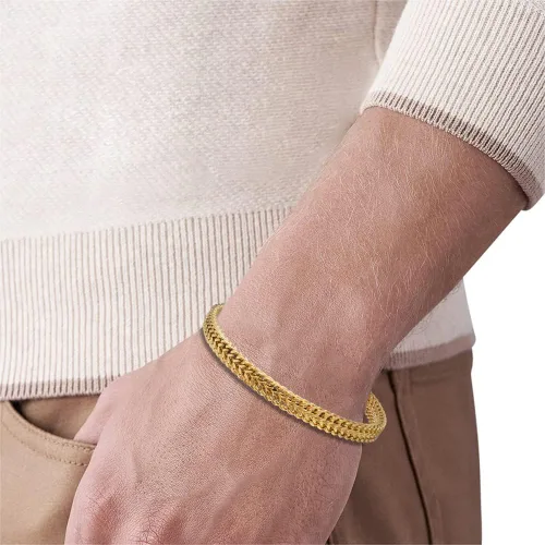 Vista 5 de Geoffrey Beene Mens Stainless Steel Double Franco Chain Bracelet with Extension