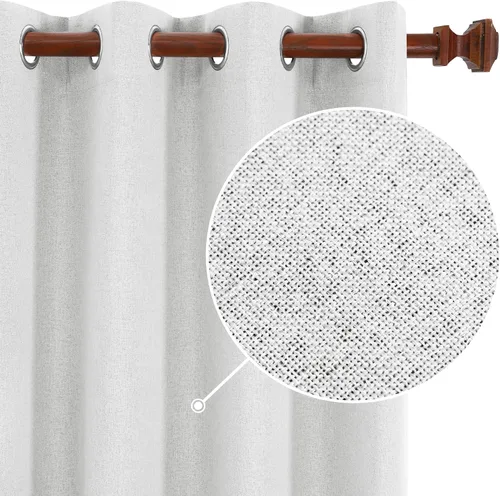 Vista 10 de Deconovo - Cortinas opacas 100% ligeras de lino sintético para dormitorio, cortinas térmicas aisladas para reducir el ruido para comedor, sala