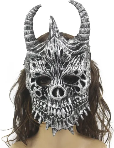 Vista 18 de Máscara de cabra para Halloween, oveja, cráneo, carnaval, fiesta, poliuretano, animal, cuerno de animal, cosplay, fiesta, accesorio de disfraz