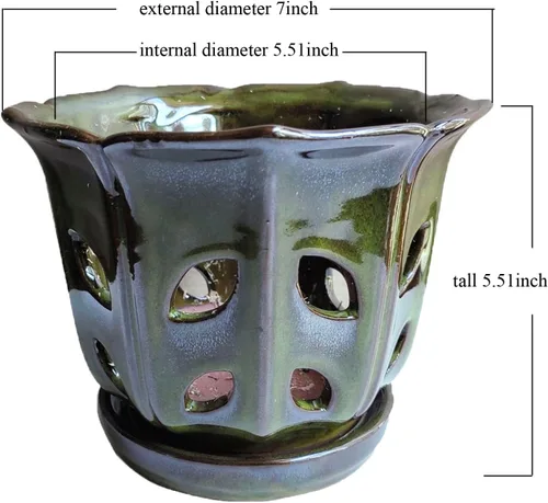 Vista 2 de Macetas para orquídeas con agujeros de 6 pulgadas (verde musgo)
