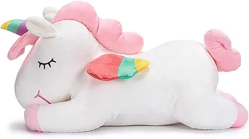 Vista 13 de Animales de peluche de unicornio, almohada suave de unicornio para abrazar, regalo para niños (rosa, 12 pulgadas)
