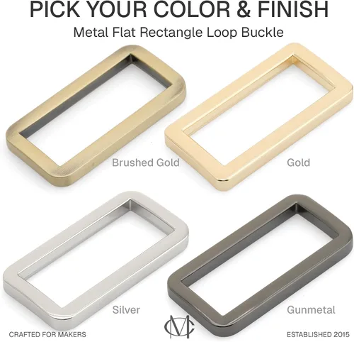 Vista 4 de CRAFTMEMORE Hebilla de anillos rectangulares planos de metal para bolsa, correa de cinturón, acabado de calidad de bucle resistente, paquete de 6