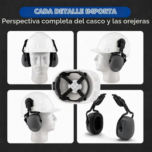 Vista 6 de Ridgeline - Casco de seguridad estilo gorra con orejeras incluidas, casco blanco