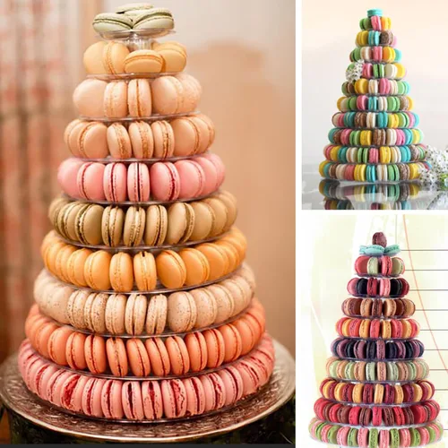 Vista 5 de Bhbuy - Soporte de torre para macarrones, redondo de plástico transparente de 10 niveles, multifunción, para cupcakes, galletas, postres, para boda