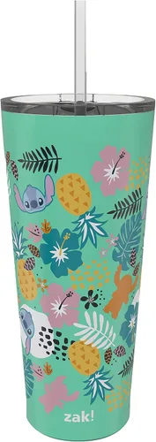 Vista 14 de Zak Designs Disney Minnie Mouse - Vaso de viaje de acero inoxidable con aislamiento al vacío con tapa a prueba de salpicaduras, incluye popote