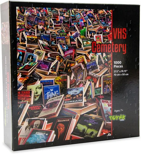 Vista 2 de Horror VHS Cemetery - Rompecabezas de 1000 piezas, rompecabezas para niños y adultos, 28 x 20 pulgadas
