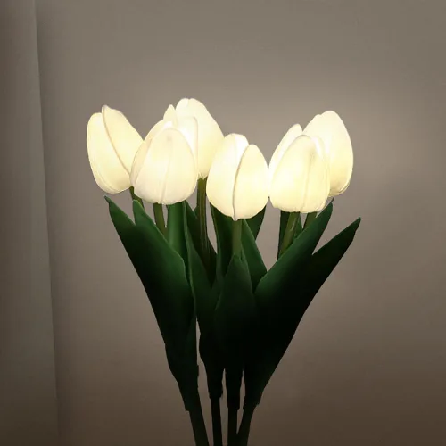 Vista 7 de Lámpara de mesa de tulipán, lámpara de mesa de tulipán, flor de tulipán, funciona con pilas, simulación de flores en maceta, decoración