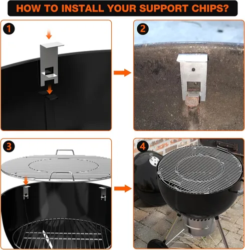 Vista 4 de only fire - Kit combinado de asador y pizza multiusos de acero inoxidable para Weber de 18 pulgadas y otras parrillas similares tipo kettle