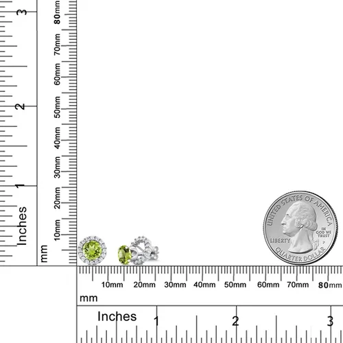 Vista 13 de Gem Stone King Aretes redondos de plata de ley 925 de 0.236 in con piedra natal extraíble para mujer